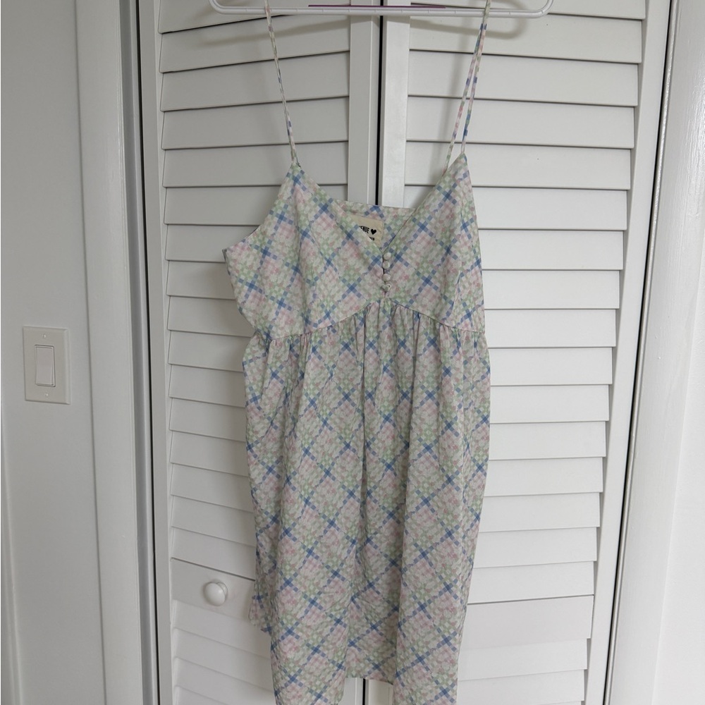 Djerf Avenue Airy Poplin Mini Dress Cottage Meadow - Picture 2 of 5